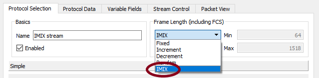 Ostinato IMIX Stream Configuration