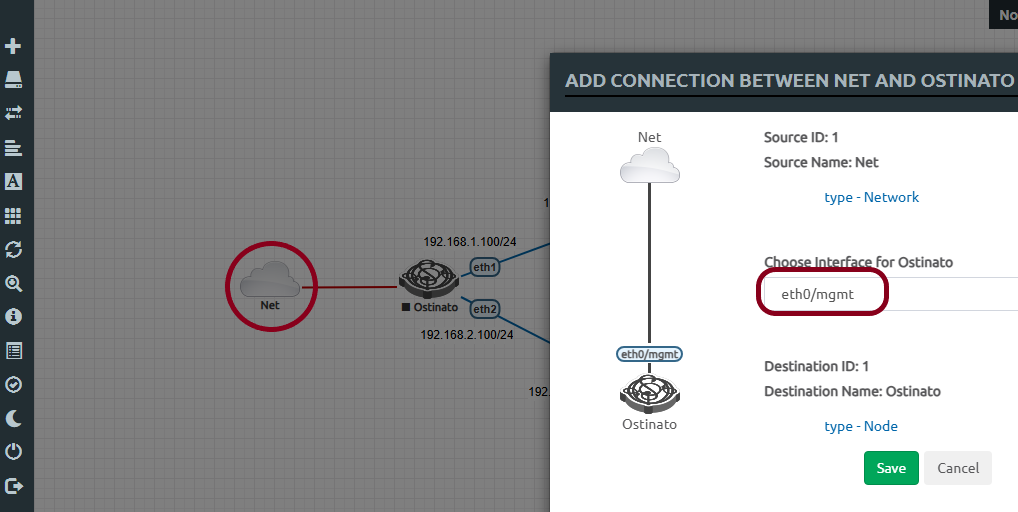 EVE-NG External Connector to Ostinato GUI configuration
