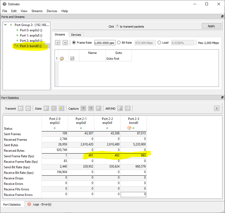 Generating LAG traffic on Linux bond0 interface