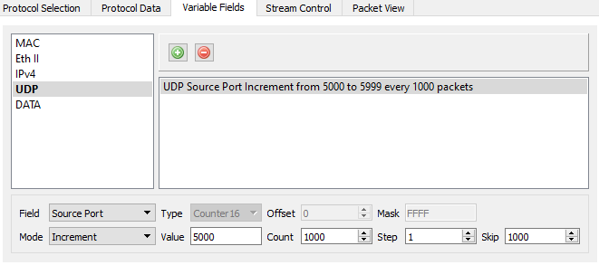 Vary src UDP port with a skip