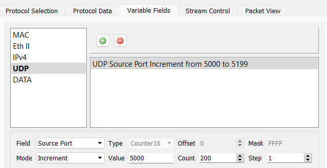 Variable fields can vary any protocol field including src/dst L4 ports