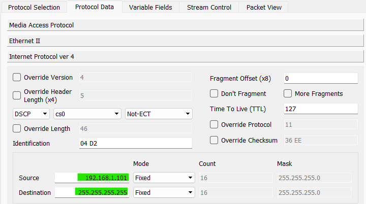 Broadcast Storm IP settings