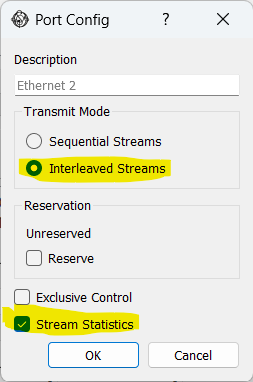 Configure Interleaved Streams and Stream Stats on the port
