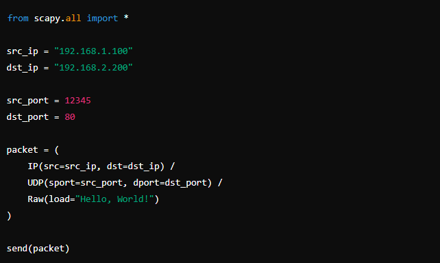 Crafting and sending a packet with Scapy
