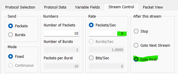 Snake Test Traffic Stream - continuous max speed