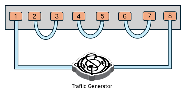 Snake test topology (daisy chained ports)