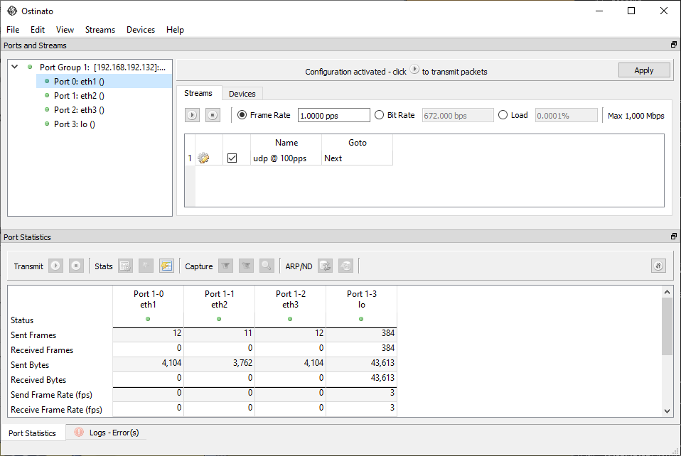 Ostinato labbing node in the Ostinato GUI