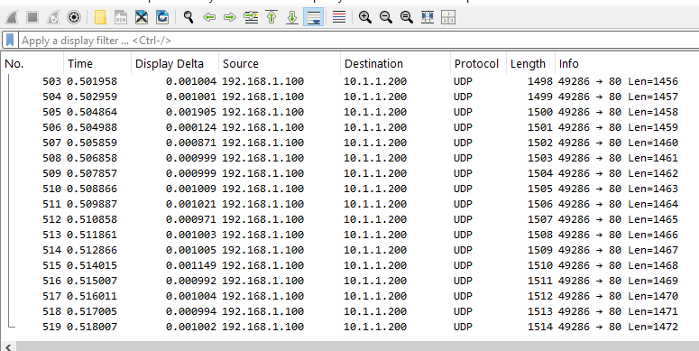 MTU Sweep Rx Capture