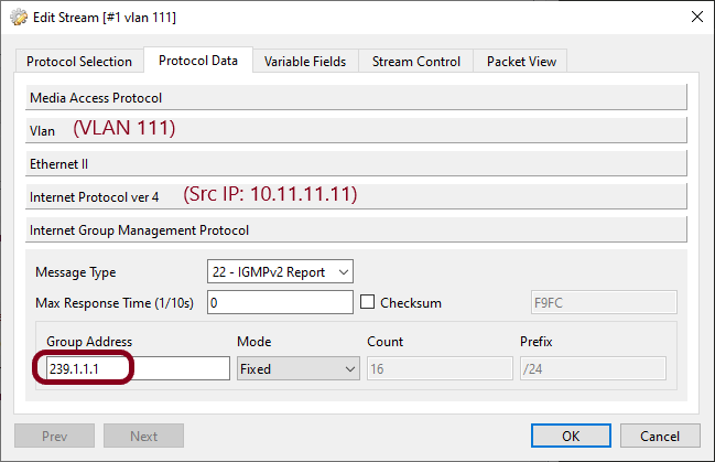 VLAN 111 IGMP stream