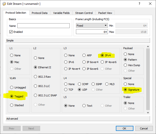 Ostinato QOS test stream