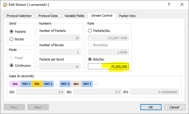 Set the stream Tx rate