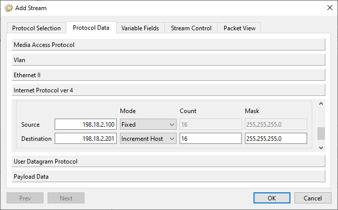 Incrementing destination IP address